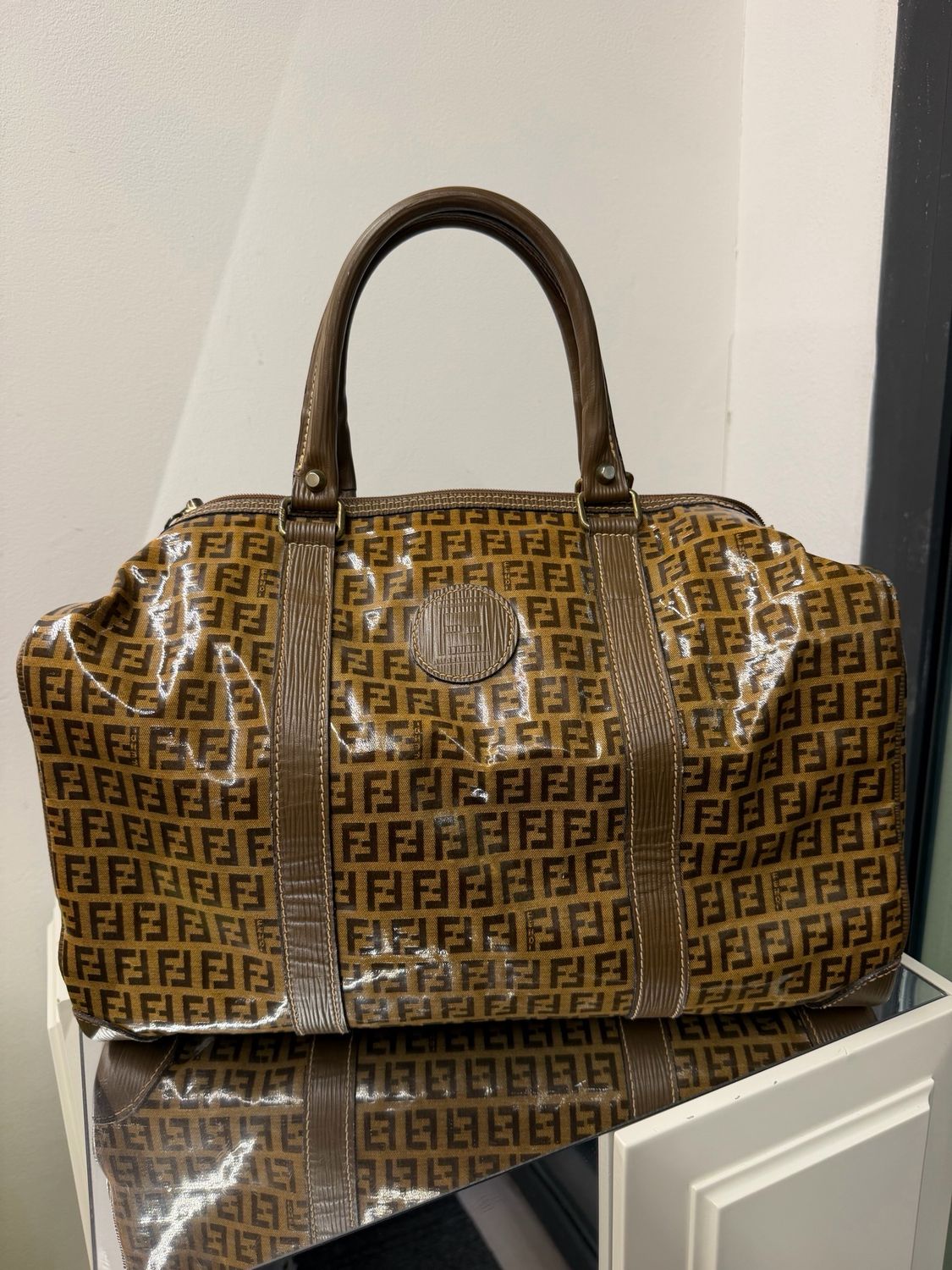 BAULETTO FENDI VINTAGE CANVAS MONOGRAM ZUCCHINO CRYSTAL