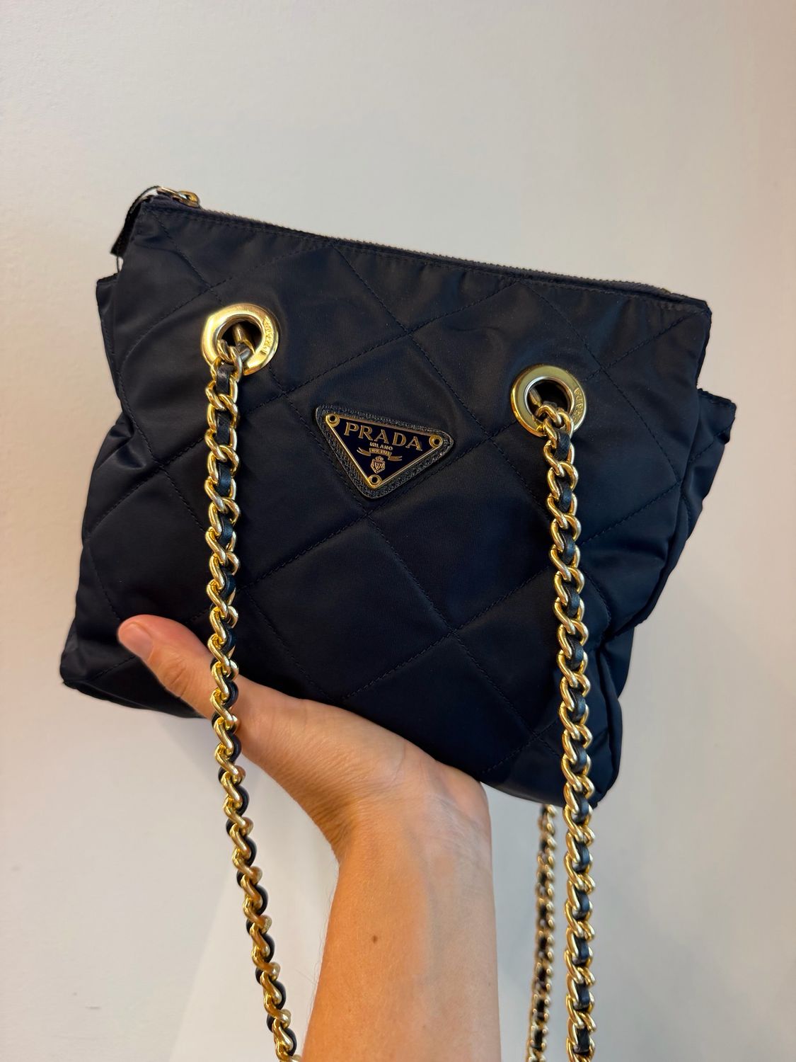 BORSA PRADA VINTAGE NYLON TRAPUNTATO BLU 