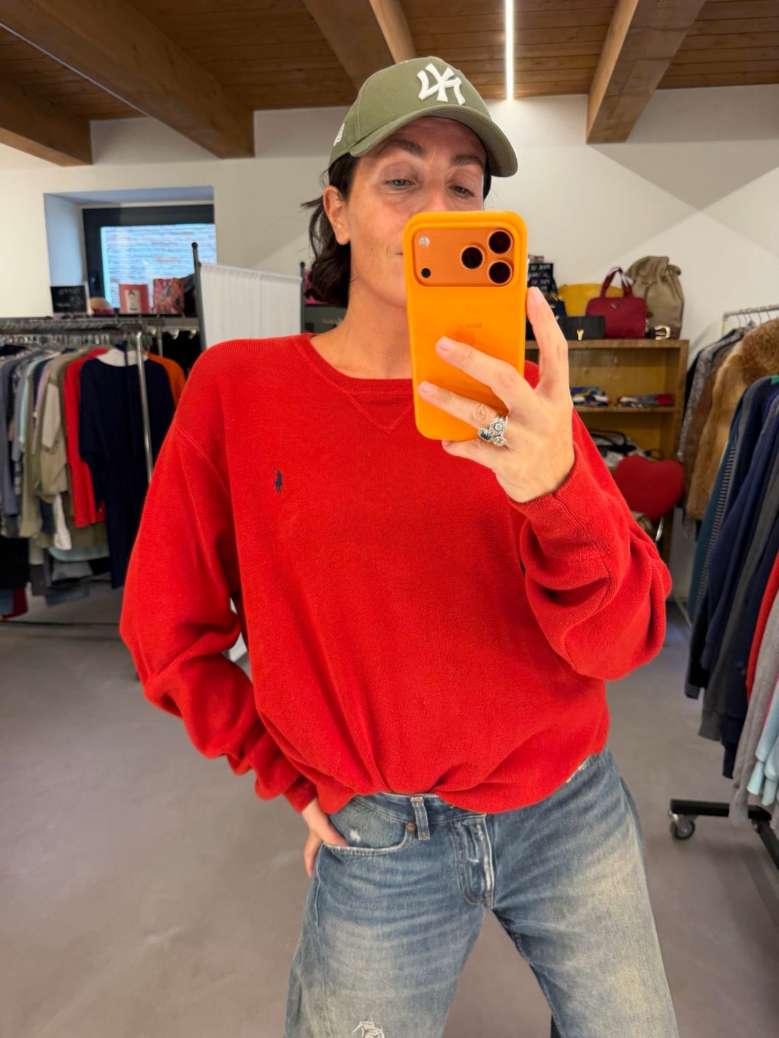 MAGLIONCINO RALPH LAUREN ROSSO CAVALLINO BLU