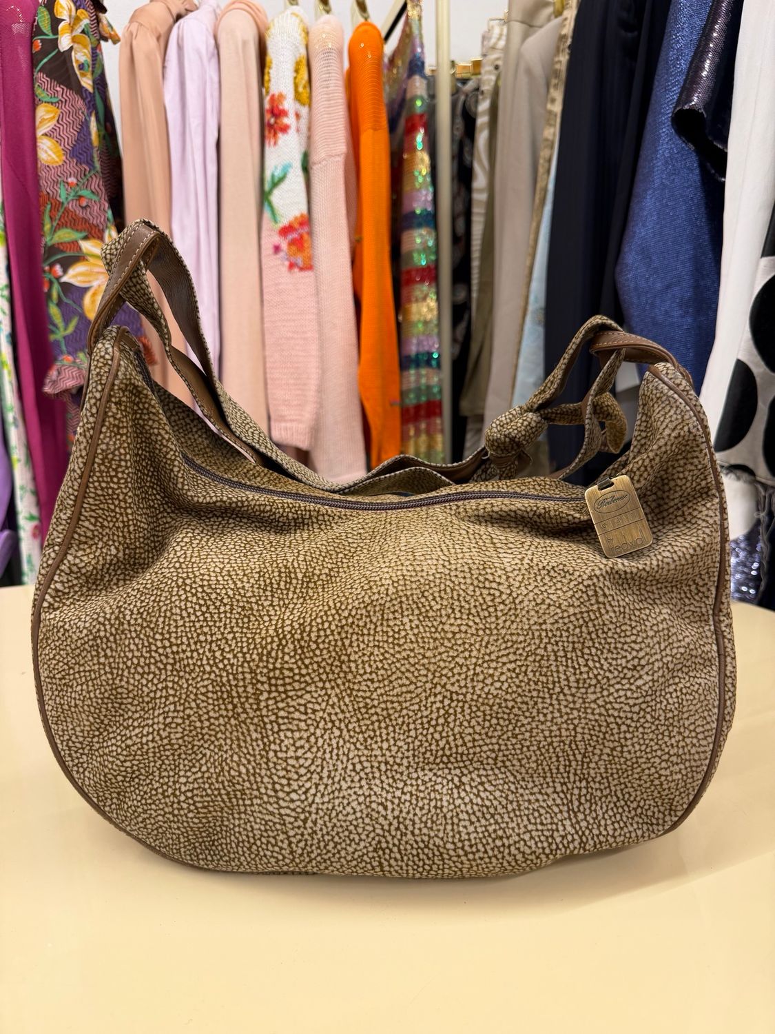 BORSA MEZZALUNA BORBONESE PELLE TAPIRO
