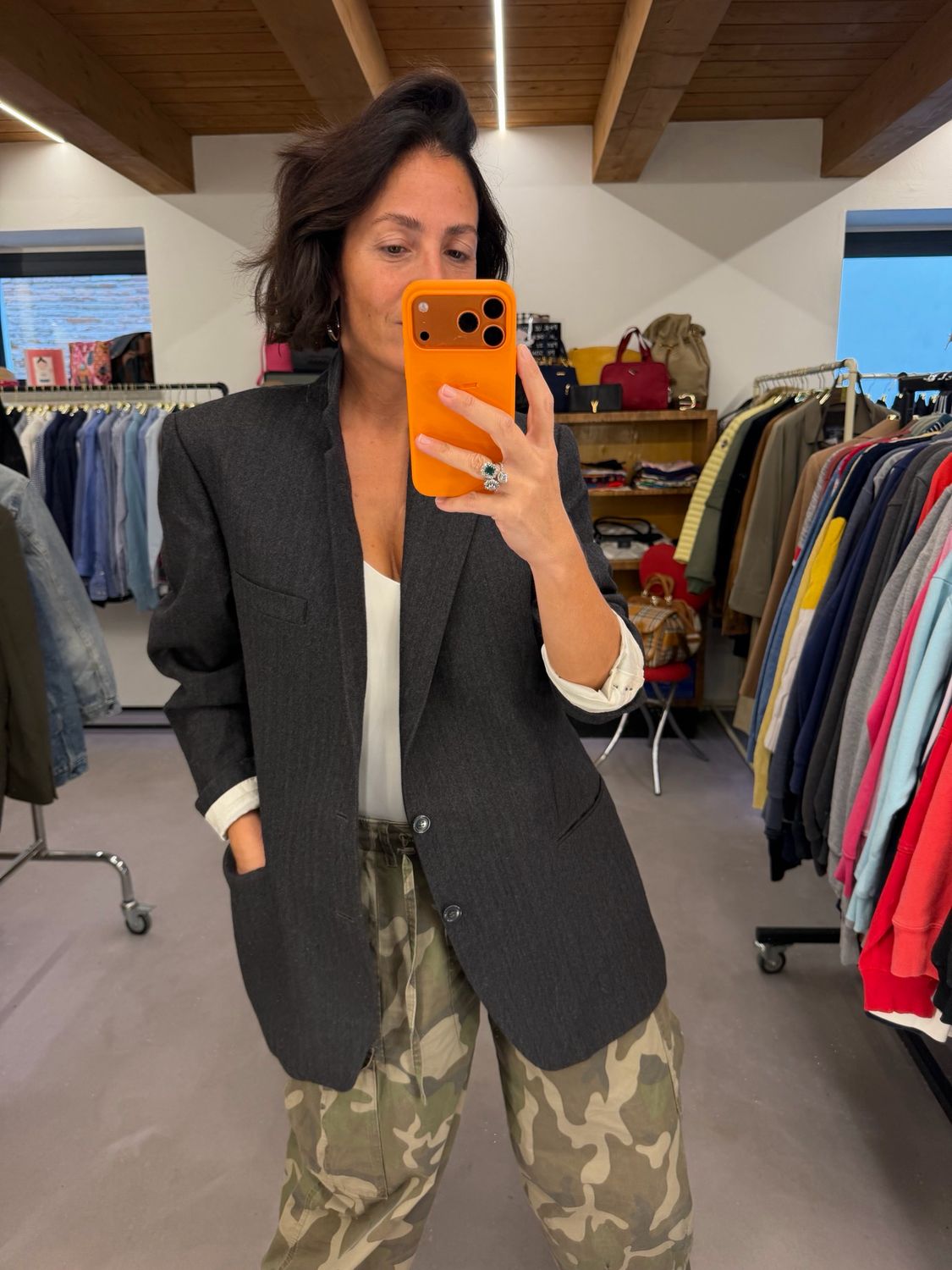 BLAZER VINTAGE PURA LANA VERGINE GRIGIO ANTRACITE