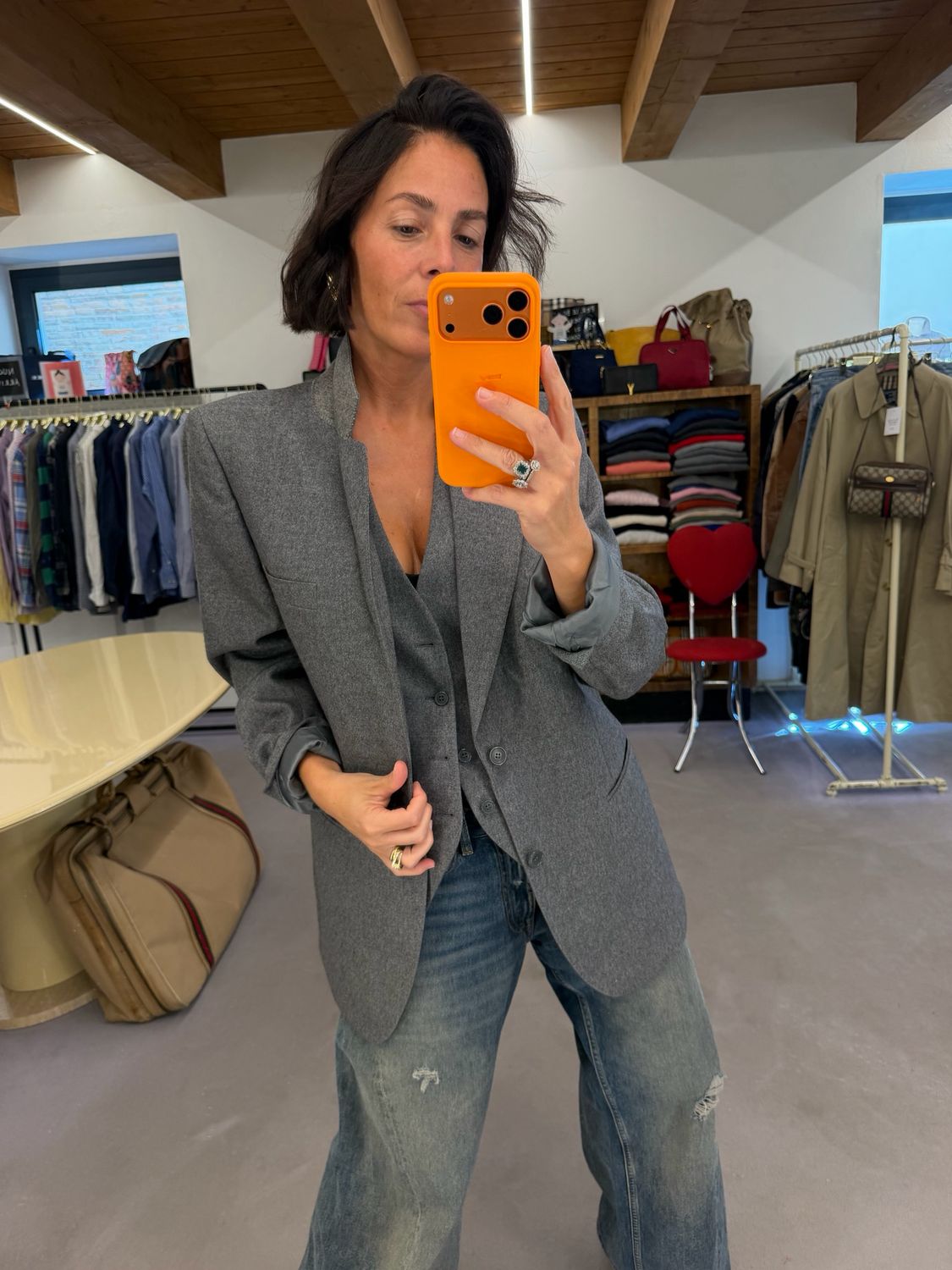 SET BLAZER/GILET PURA LANA VERGINE GRIGIO