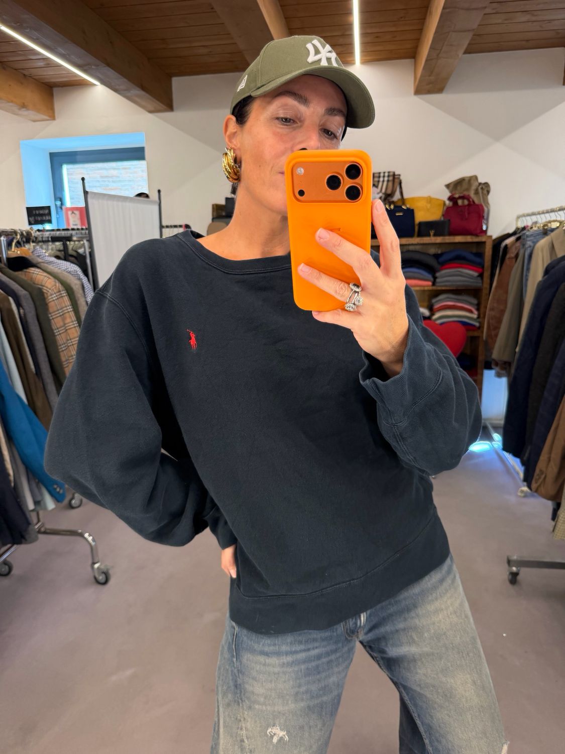 FELPA GIROCOLLO RALPH LAUREN NERA UNISEX TG L