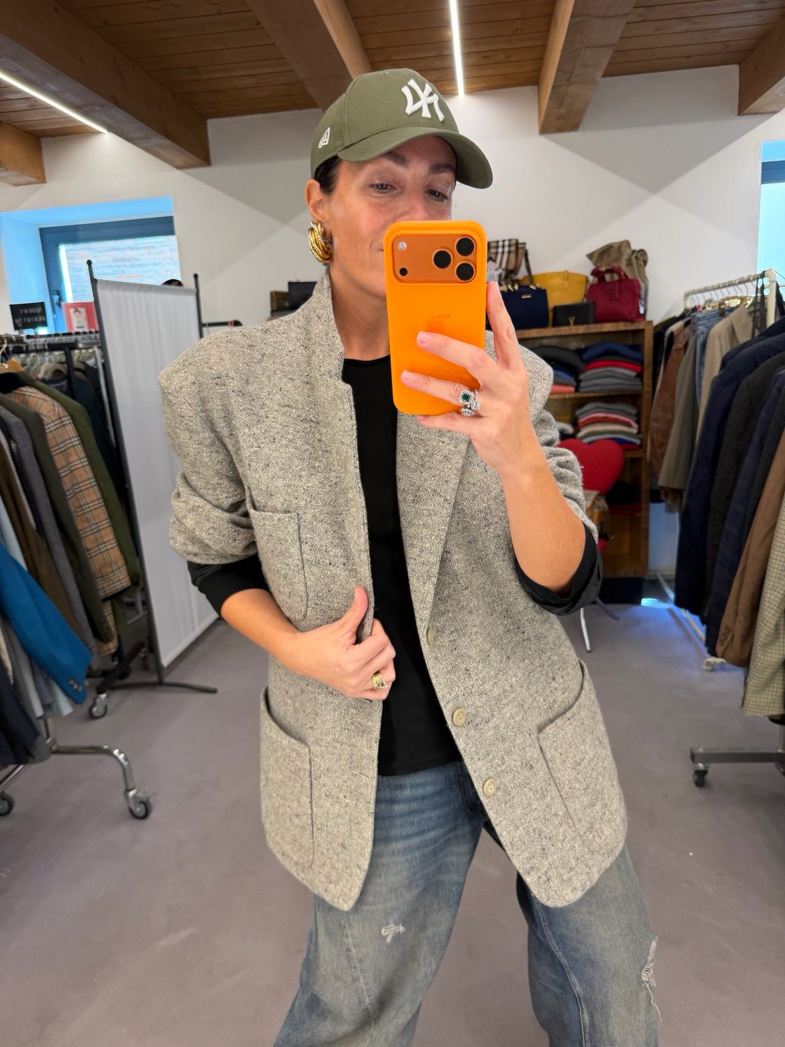 BLAZER PURA LANA VERGINE GRIGIO CHIARO 
