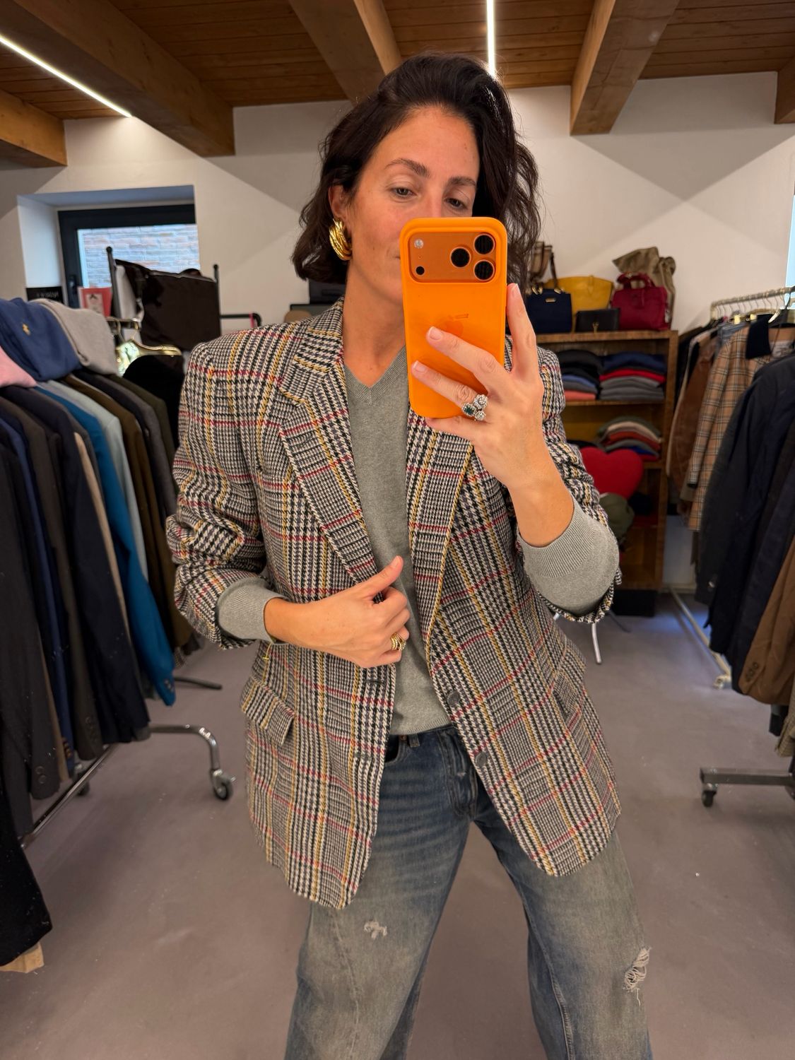 BLAZER PIED DE POULE MULTICOLOR PURA LANA VERGINE 