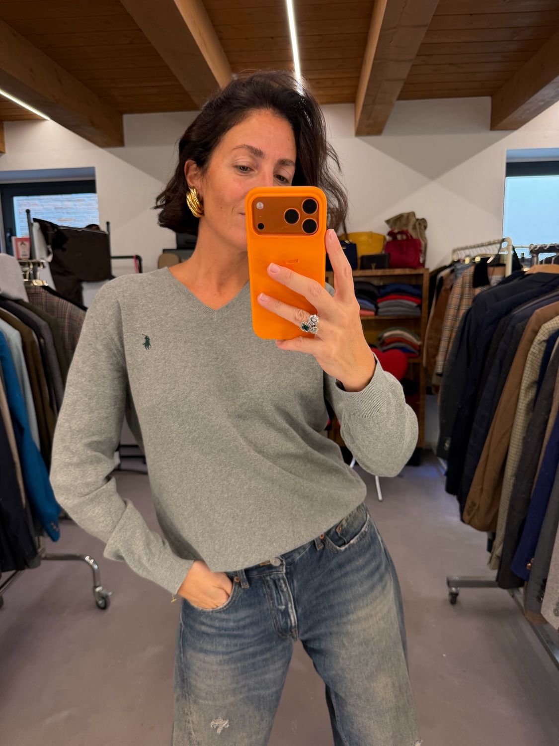 MAGLIONCINO RALPH LAUREN GRIGIO TG S UNISEX