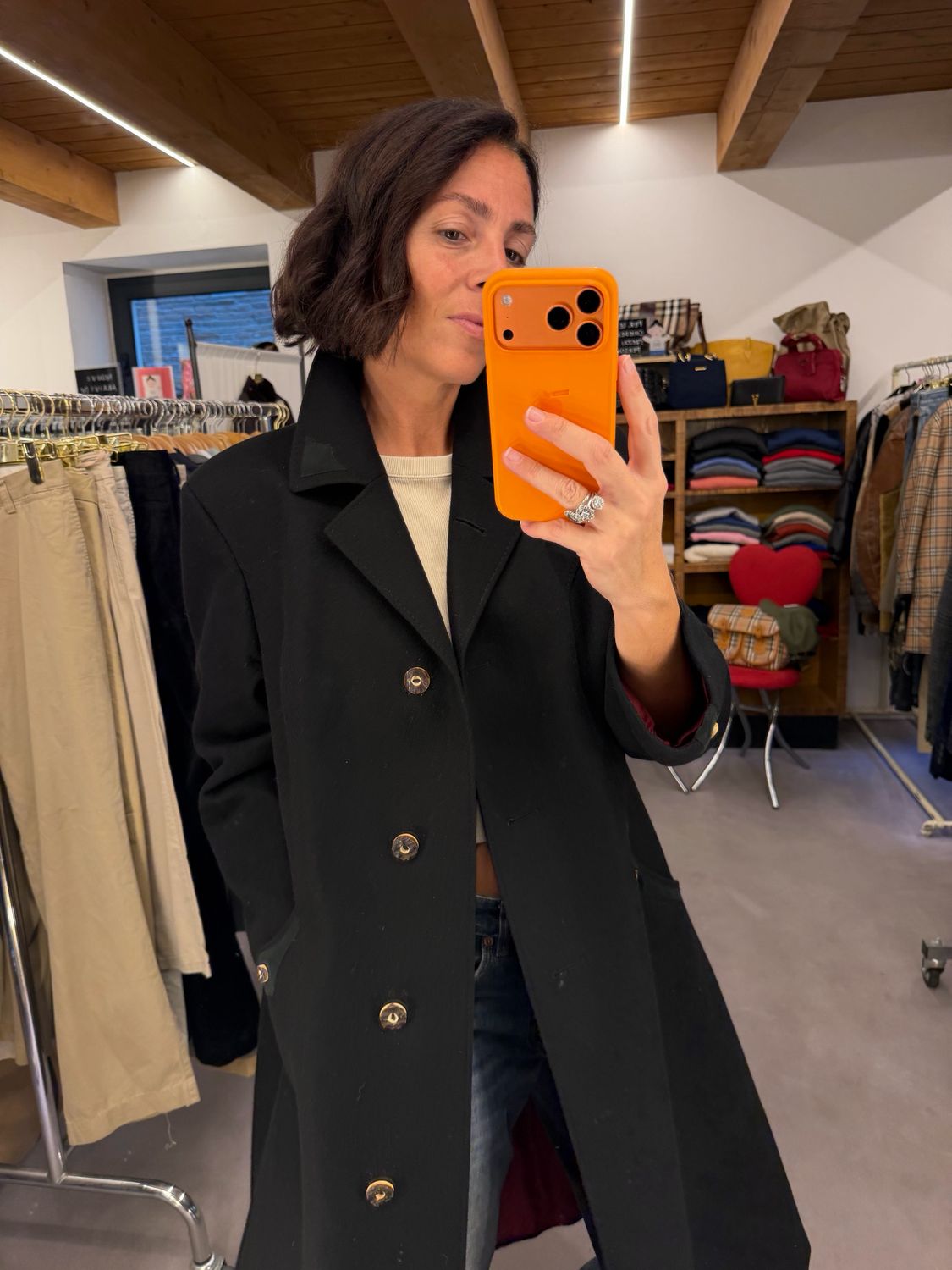 LODEN NERO DONNA TG 48 CON DETTAGLI SIMIL CAMOSCIO