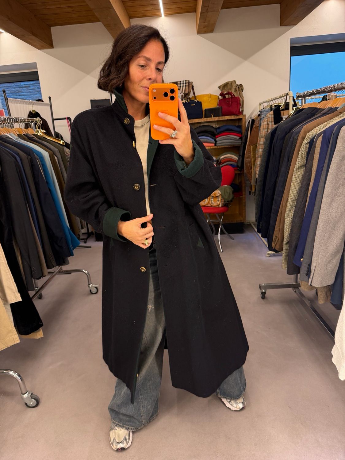 LODEN BLU MODELLO LUNGO CON PROFILI E DETTAGLI VERDI TG 52