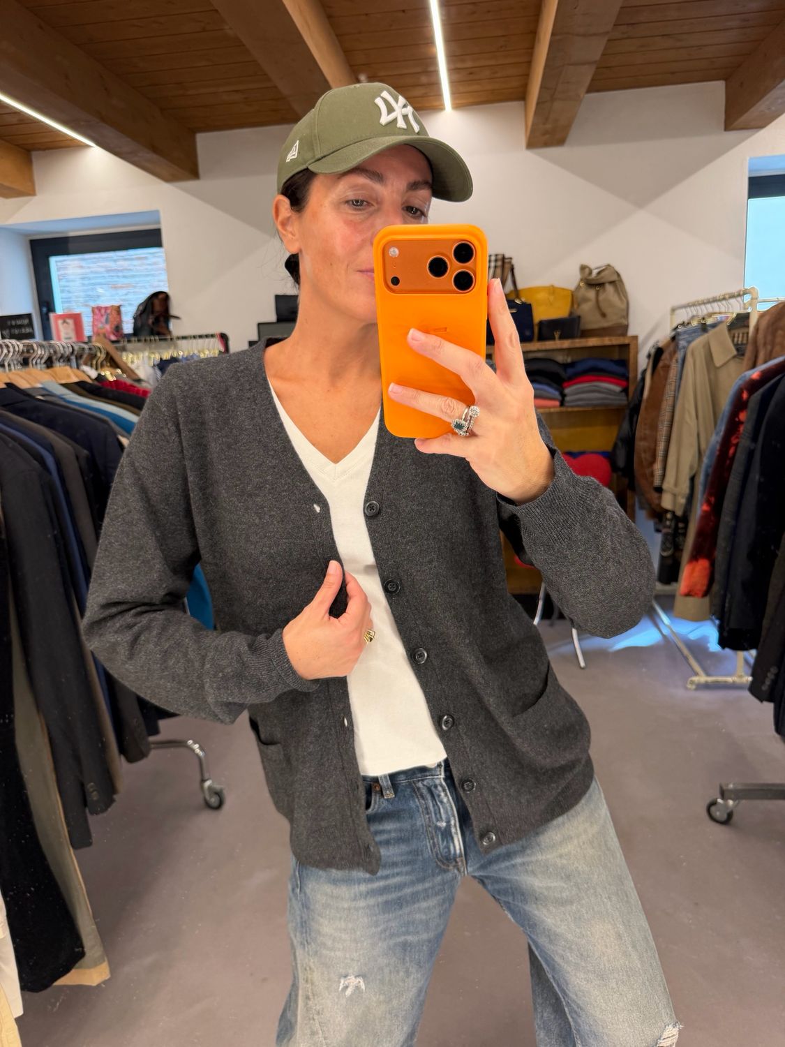 CARDIGAN PURO CASHMERE GRIGIO ANTRACITE TG M UNISEX