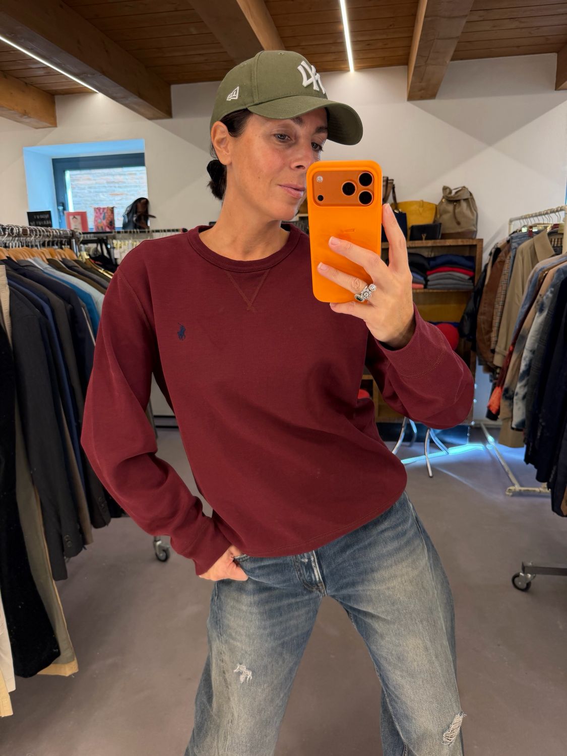 FELPA RALPH LAUREN BORGOGNA TG M UNISEX PERFORMANCE