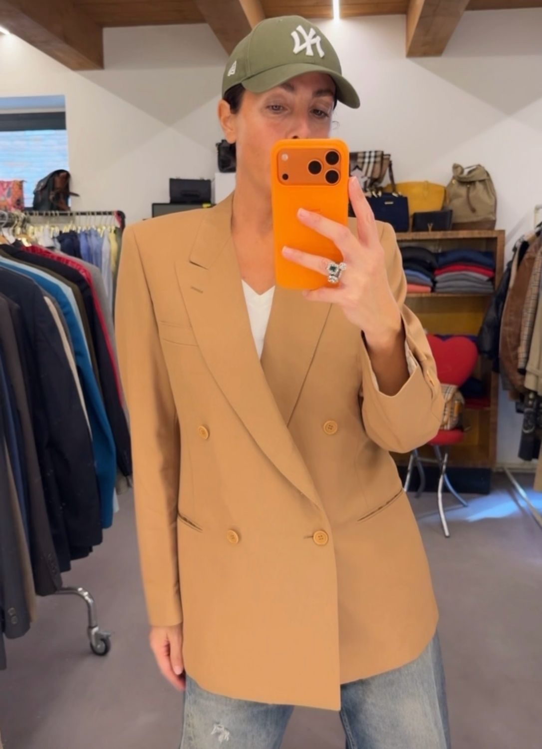 BLAZER CAMMELLO PURA LANA VERGINE TG 48 DOPPIOPETTO REVER A LANCIA
