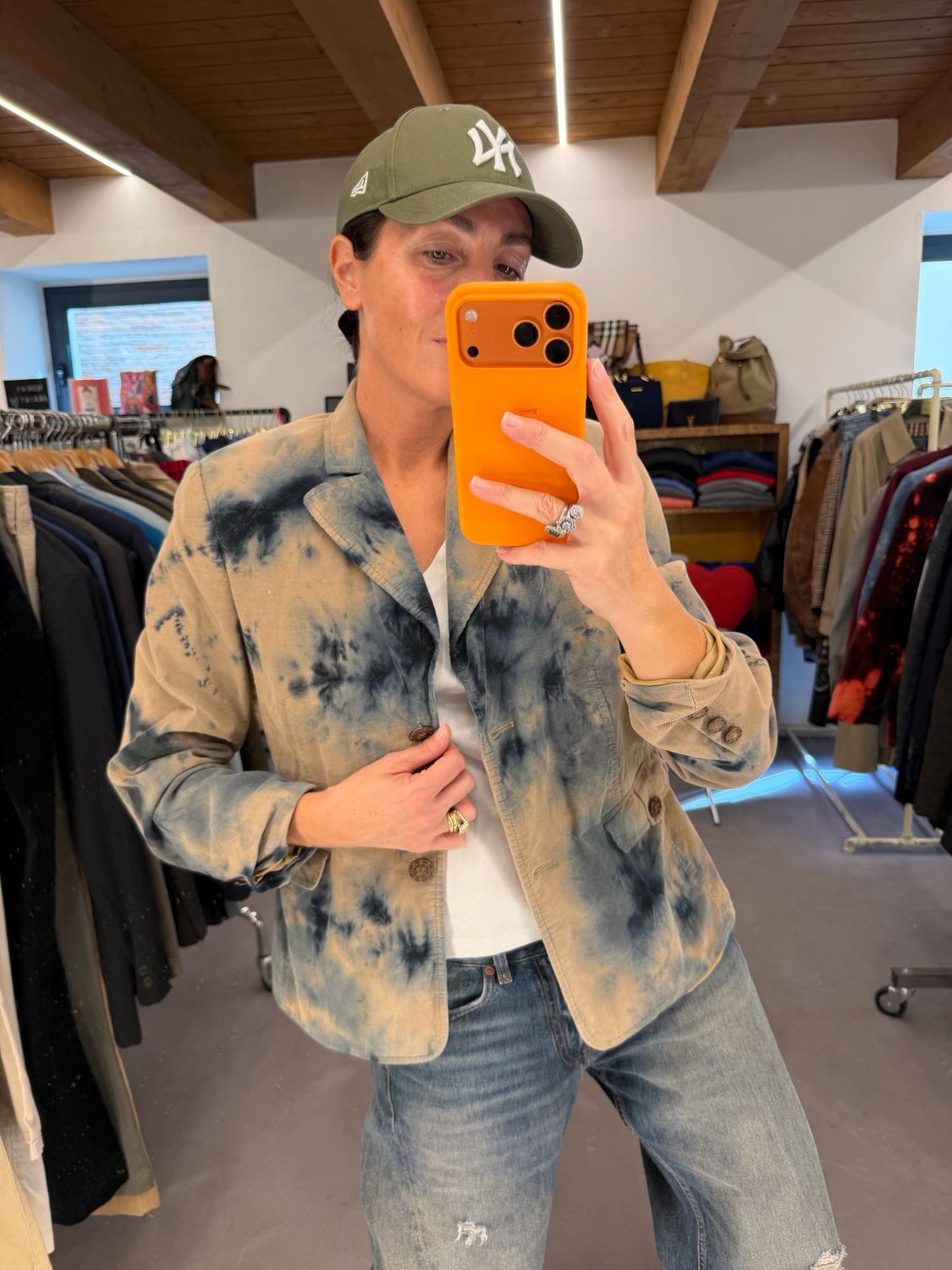 GIACCA VELLUTO MILLERIGHE TIE DYE NOCCIOLA/BLU DONNA TG 48
