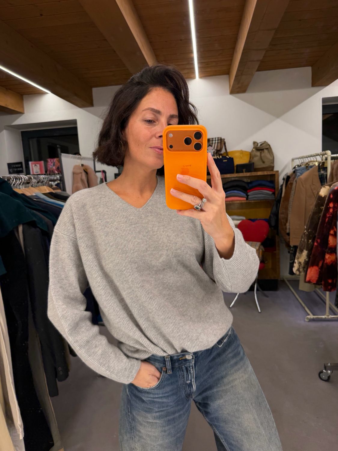 MAGLIONCINO PURO CASHMERE GRIGIO CHIATO COSTINE DONNA TG XL