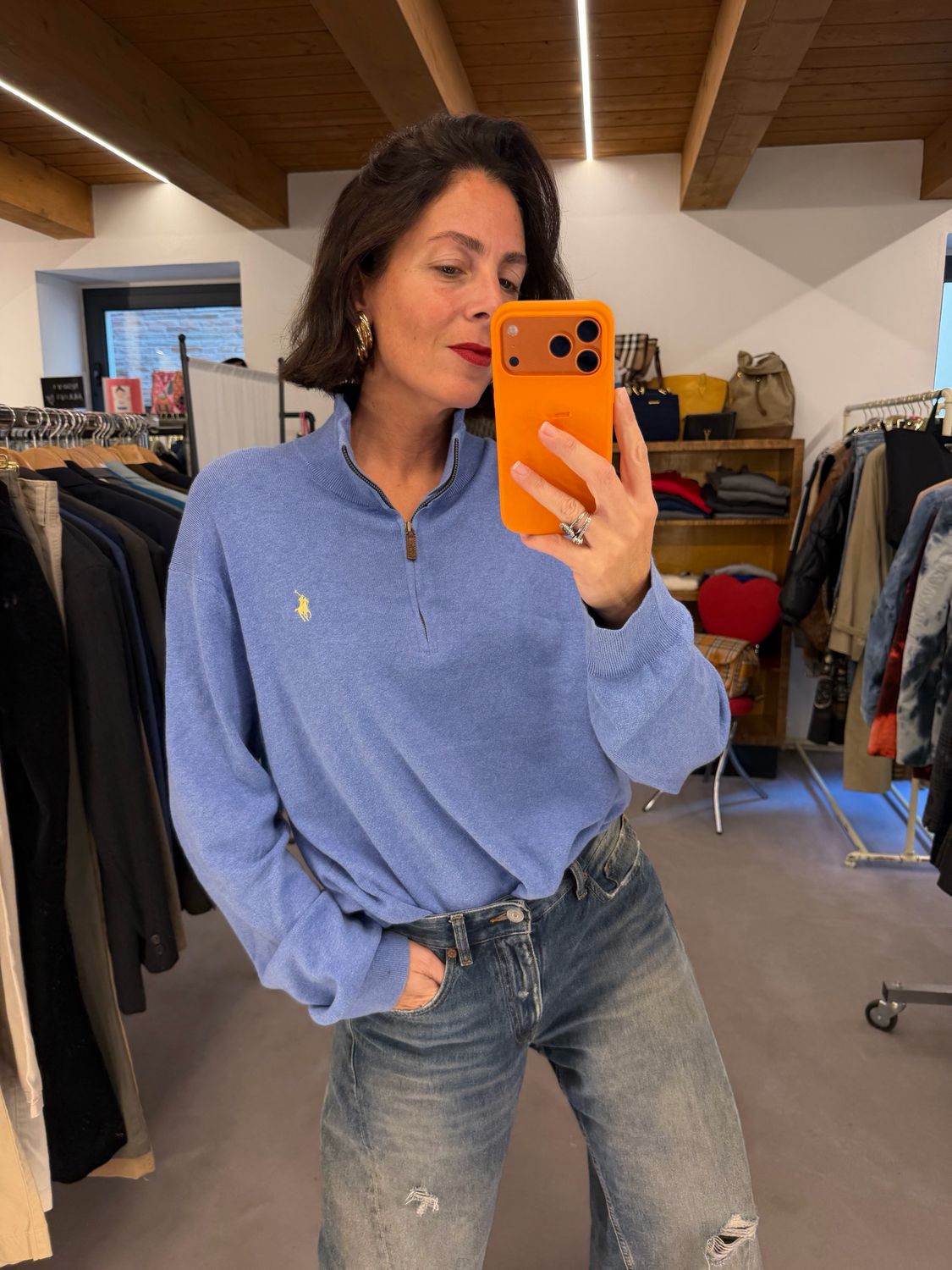 MEZZO COLLO MEZZA ZIP RALPH LAUREN LAVANDA CAVALLINO GIALLO PASTELLO TG L UNISEX