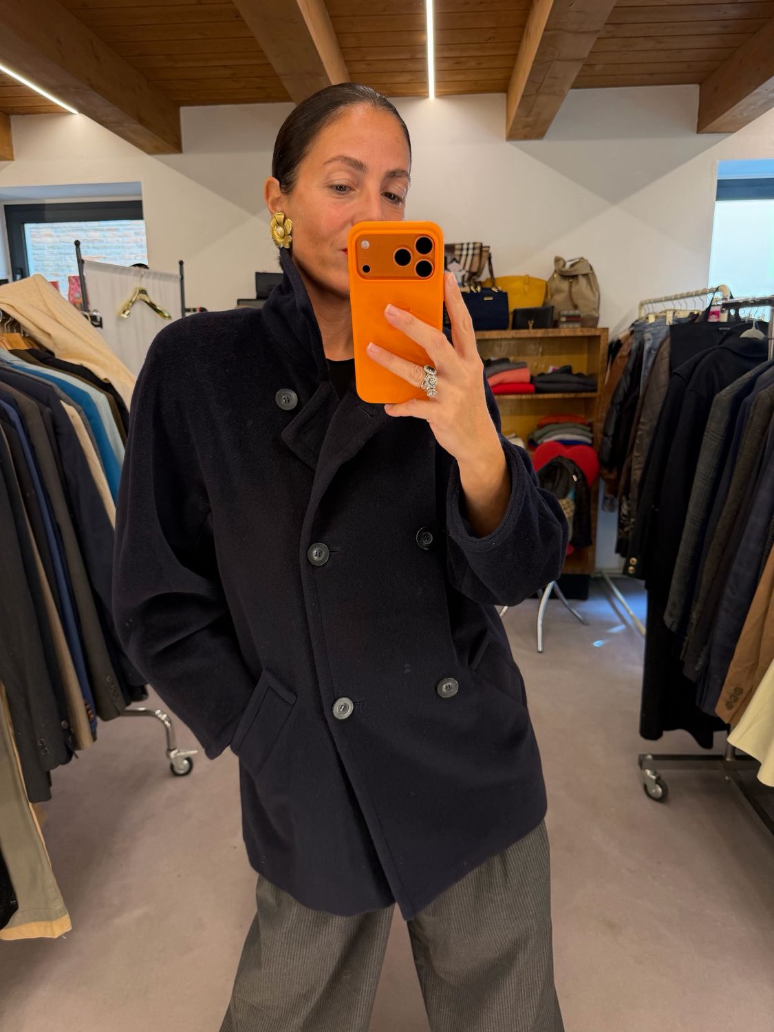 CABAN MAX MARA PURA LANA VERGINE BLU SCURO