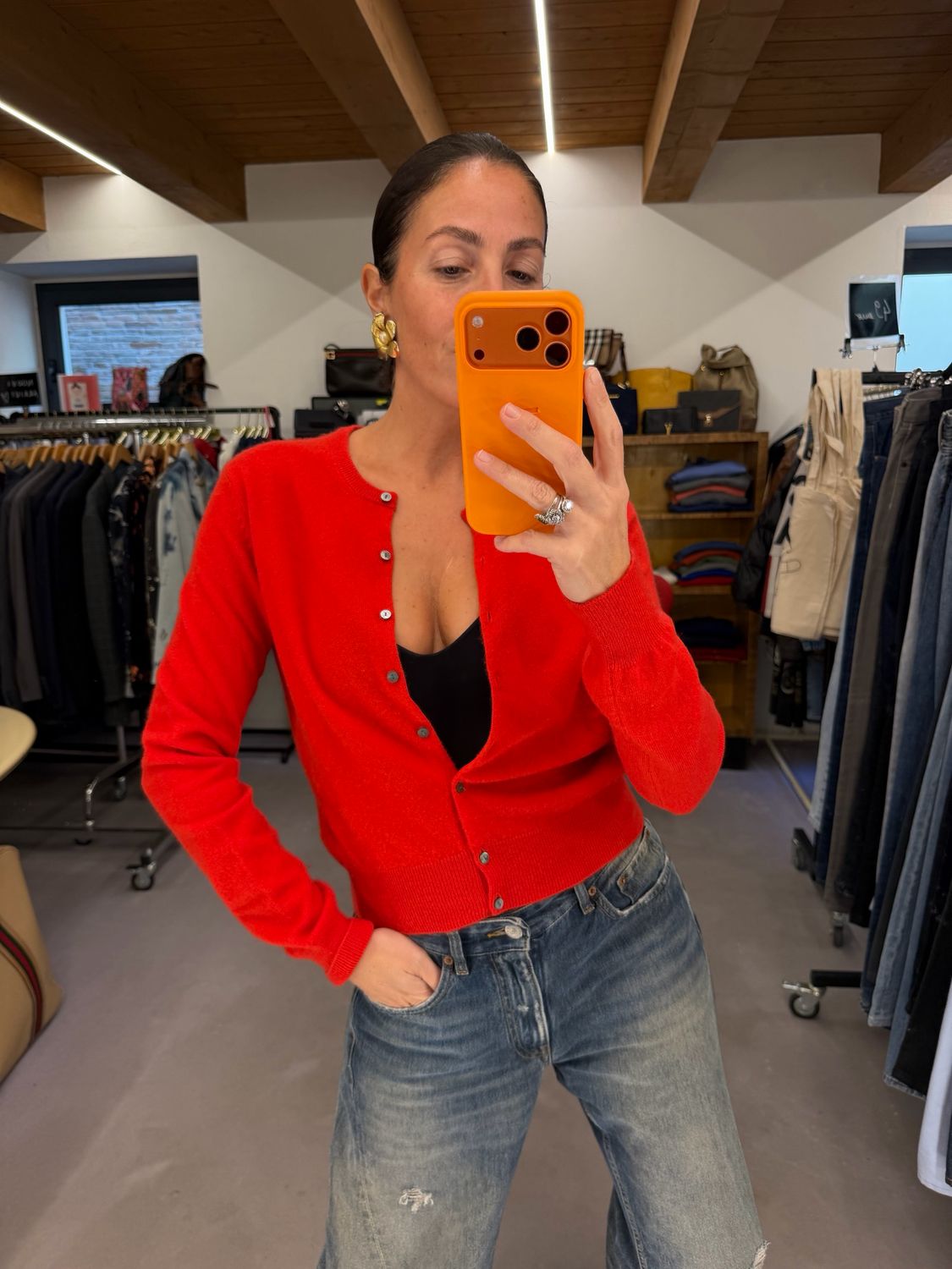 CARDIGAN PURO CASHMERE ROSSO