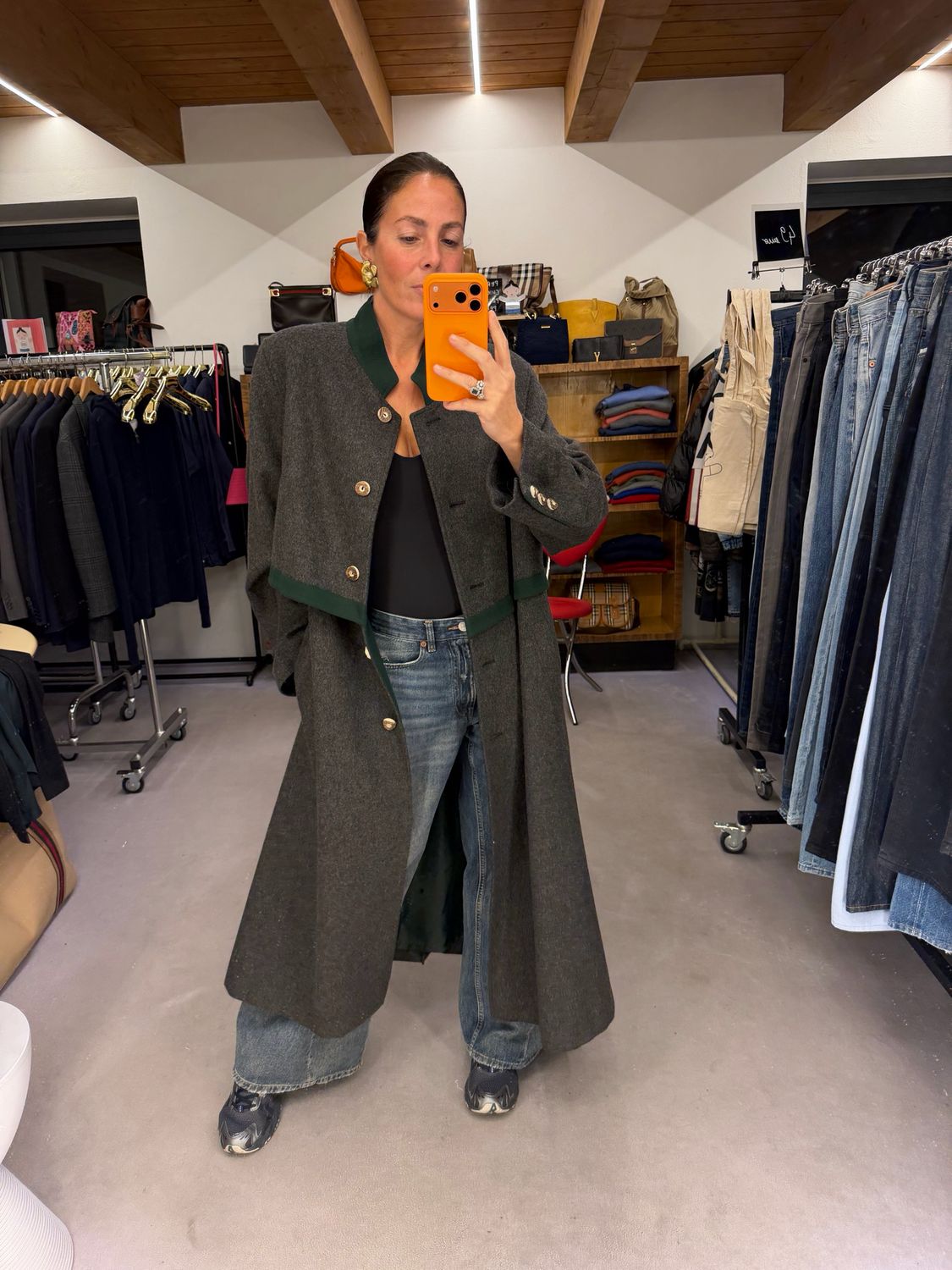 CAPPOTTO ORIGINALE LODEN DONNA TG 52 GRIGIO/VERDE
