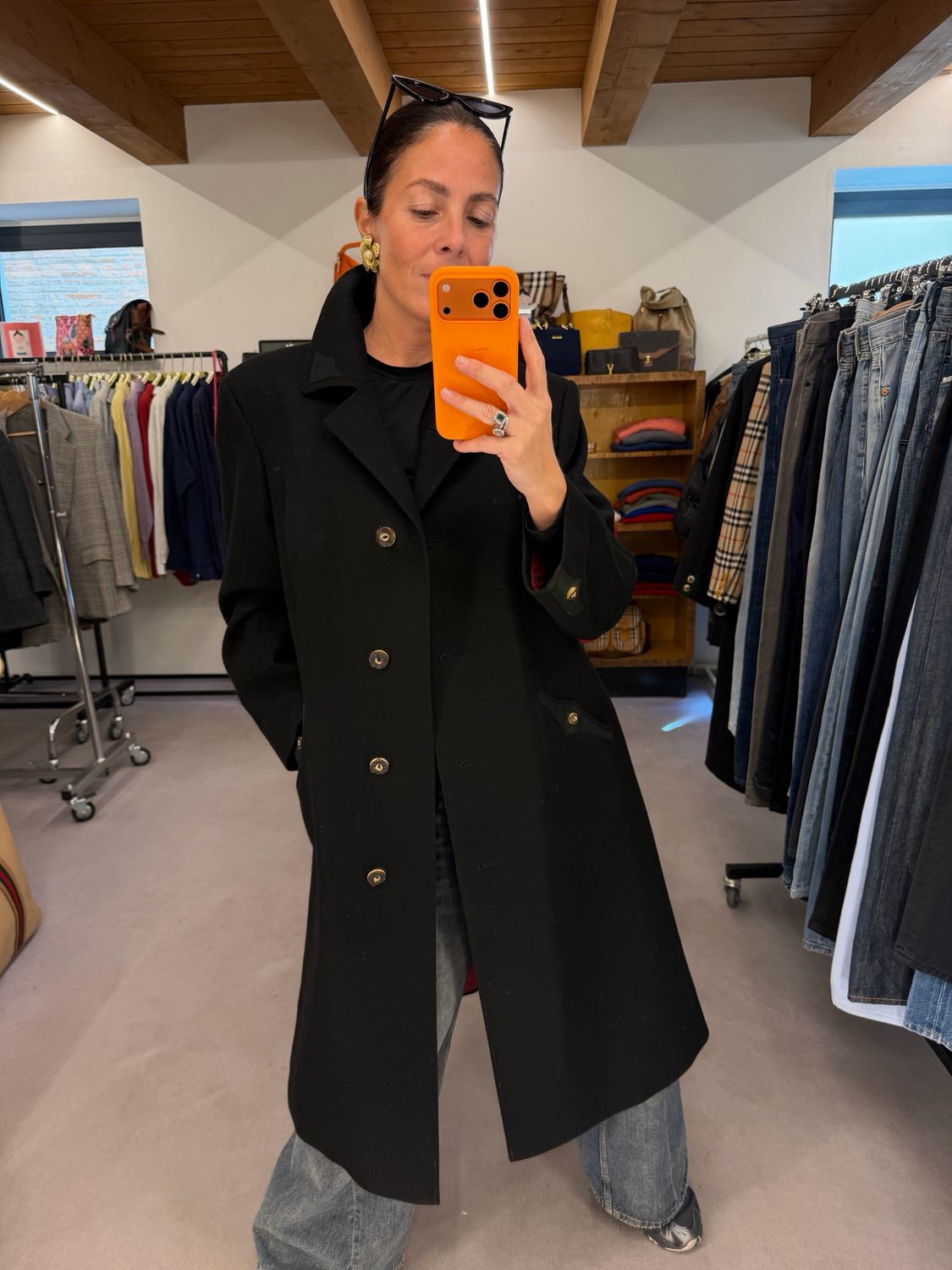 LODEN NERO DONNA TG 48 CON DETTAGLI SIMIL CAMOSCIO