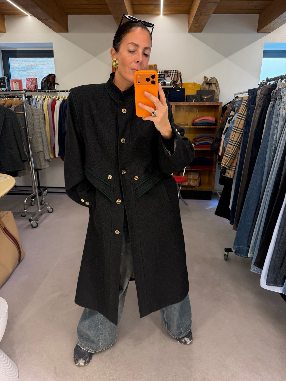 LODEN NERO/GRIGIO MANTELLINO A GILET