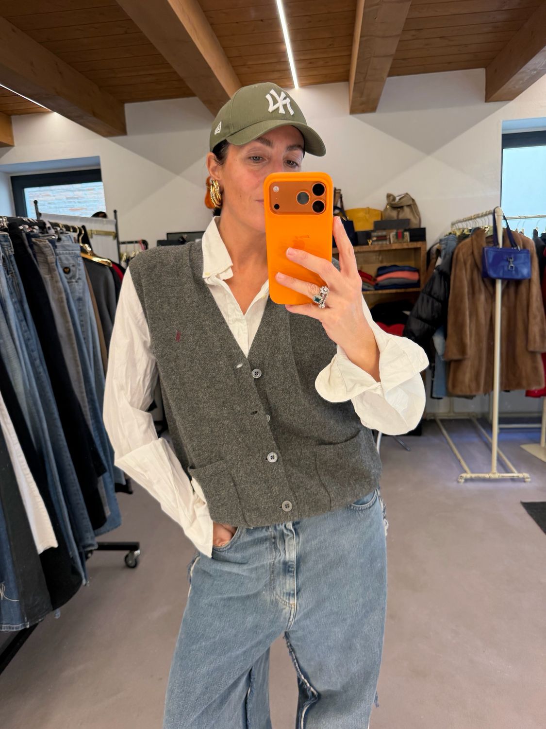 GILET PURA LANA VERGINE RALPH LAUREN GRIGIO TG L 