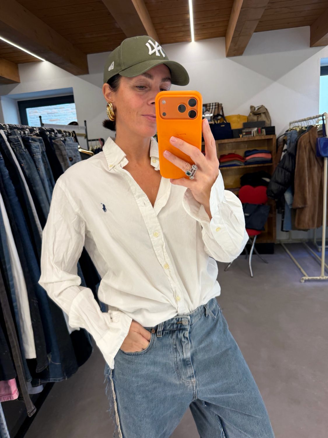 CAMICIA RALPH LAUREN BIANCA CAVALLINO BLU TG M