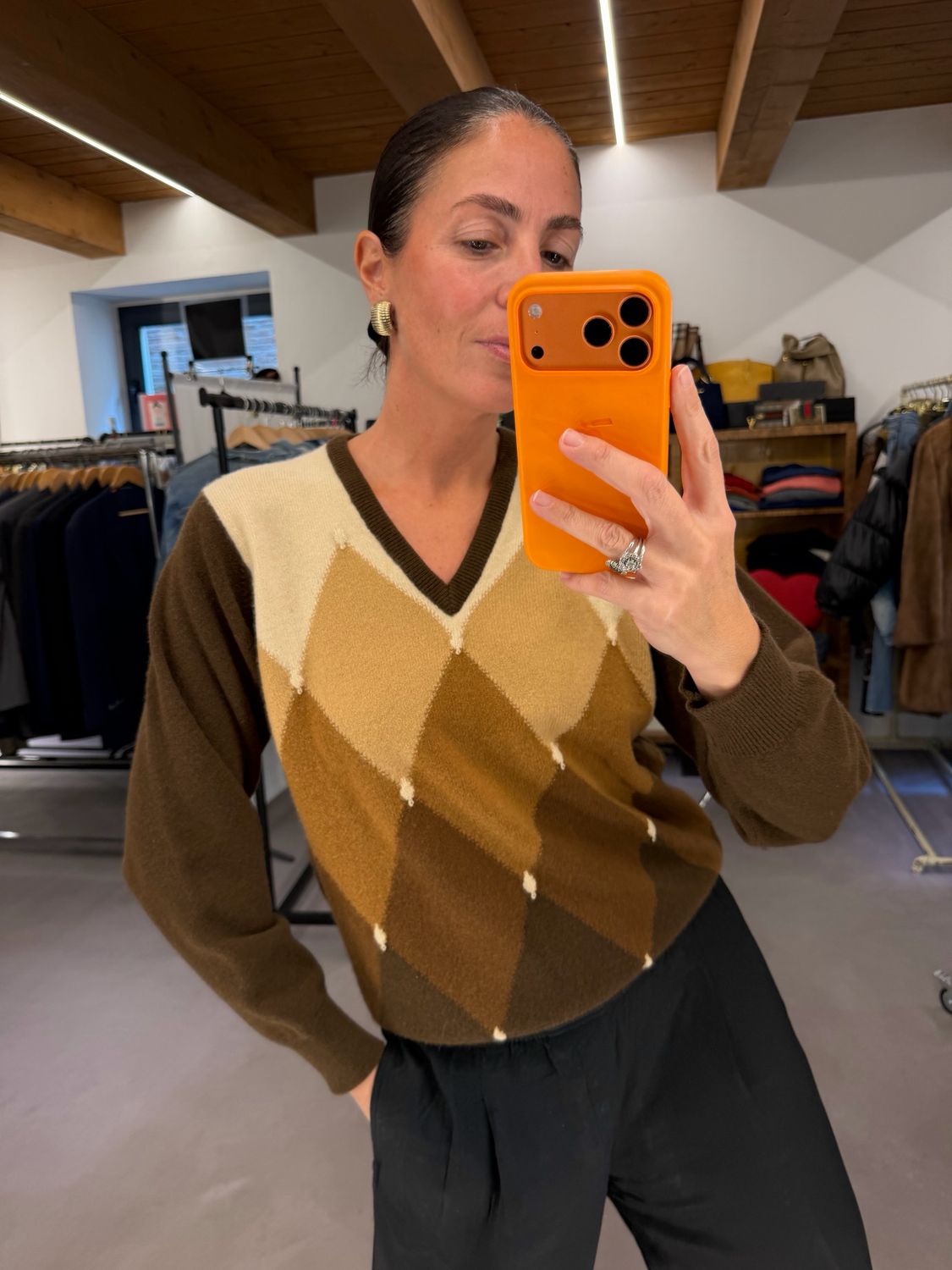 BALLANTYNE PURO CASHMERE INTARSIA MARRONE