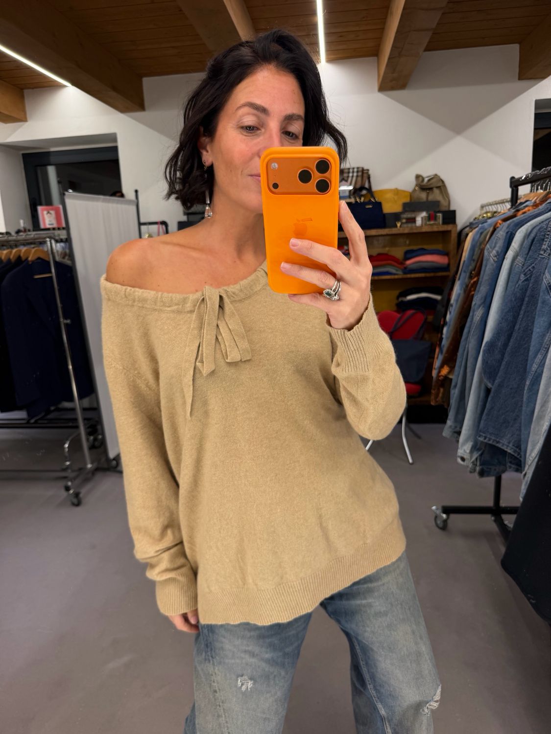 MAGLIONCINO PURA LANA VERGINE CAMMELLO MARINA RINALDI