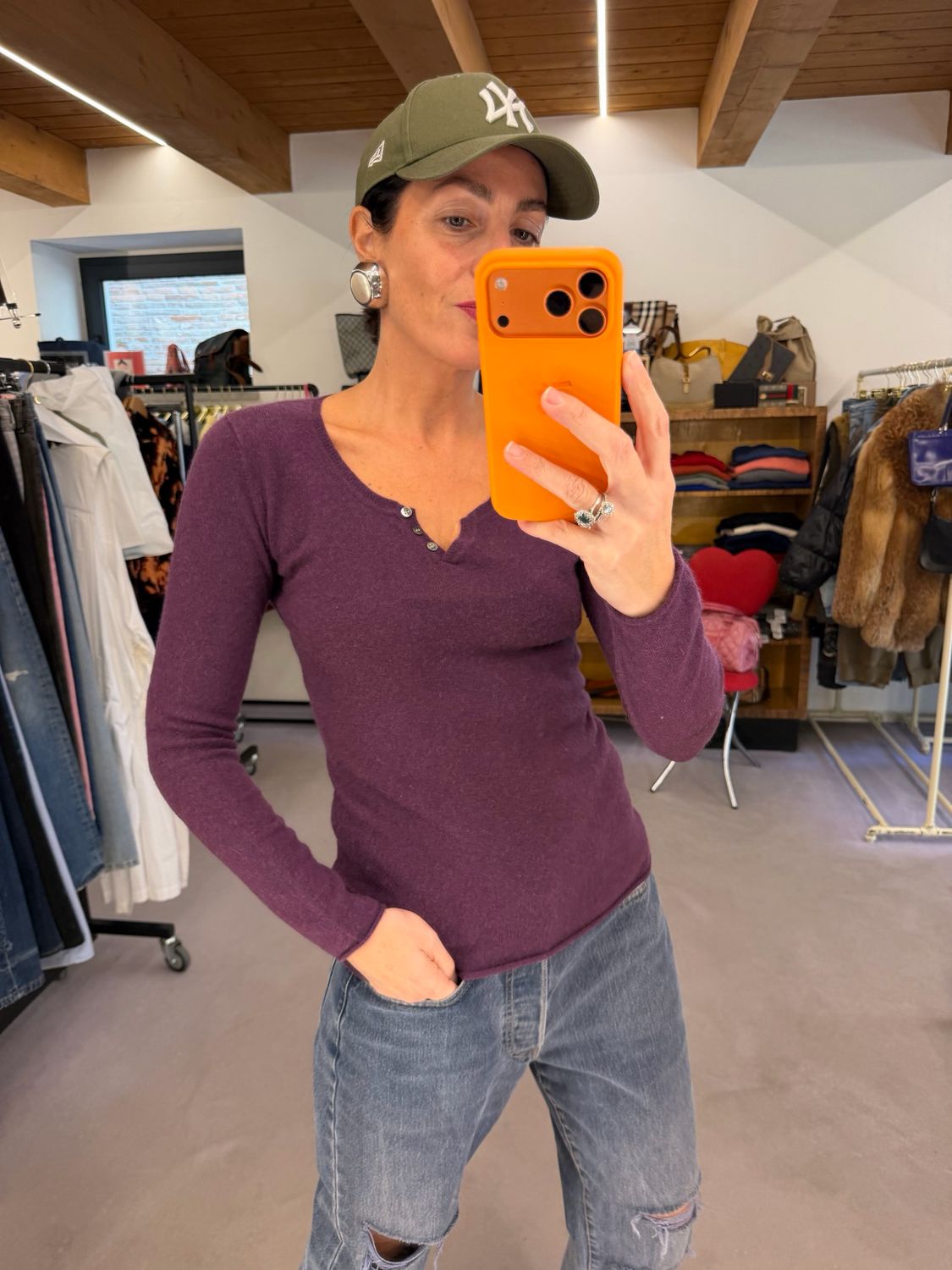 GIROCOLLO PURO CASHMERE MELANZANA 