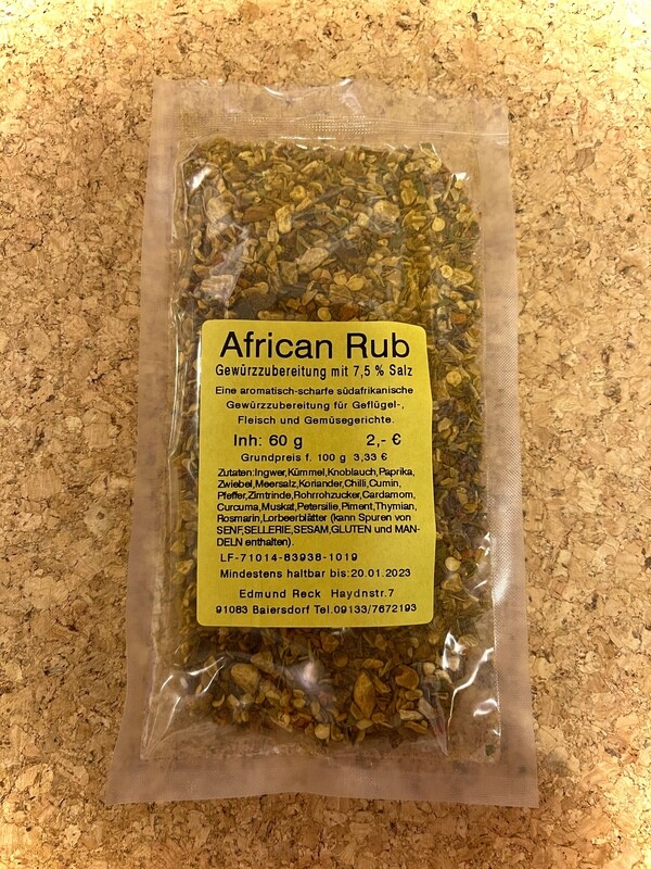 African Rub Gewürzzubereitung mit 7,5% Salz 60g