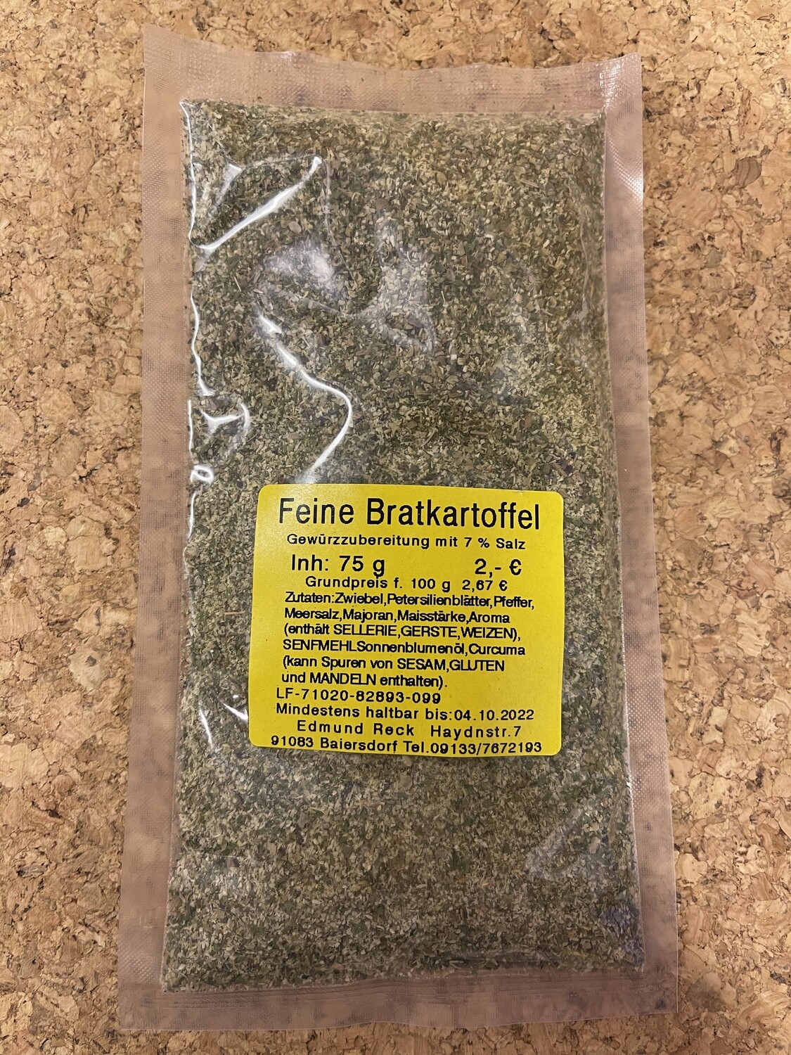 Feine Bratkartoffel Gewürzzubereitung mit 7% Salz 80g