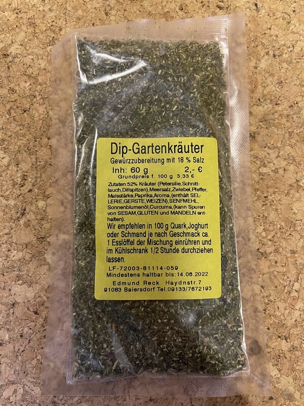 Dip-Gartenkräuter Gewürzzubereitung mit 18% Salz 60g
