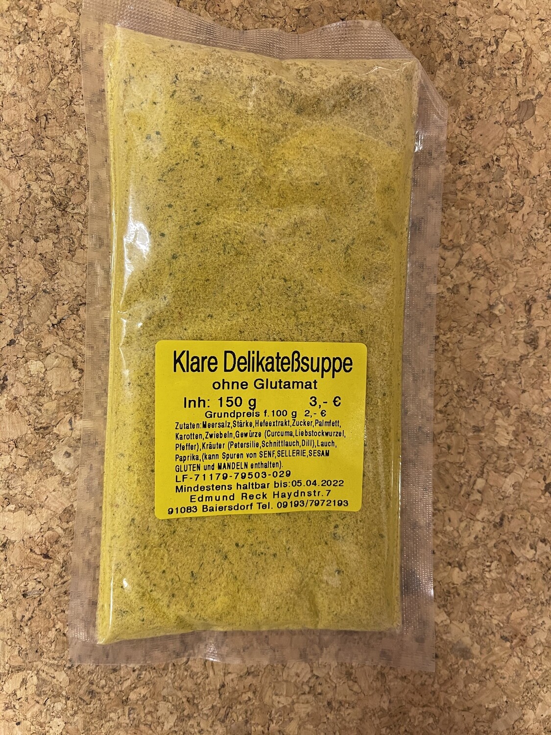 Klare Delikateßsuppe ohne Glutamat 150g