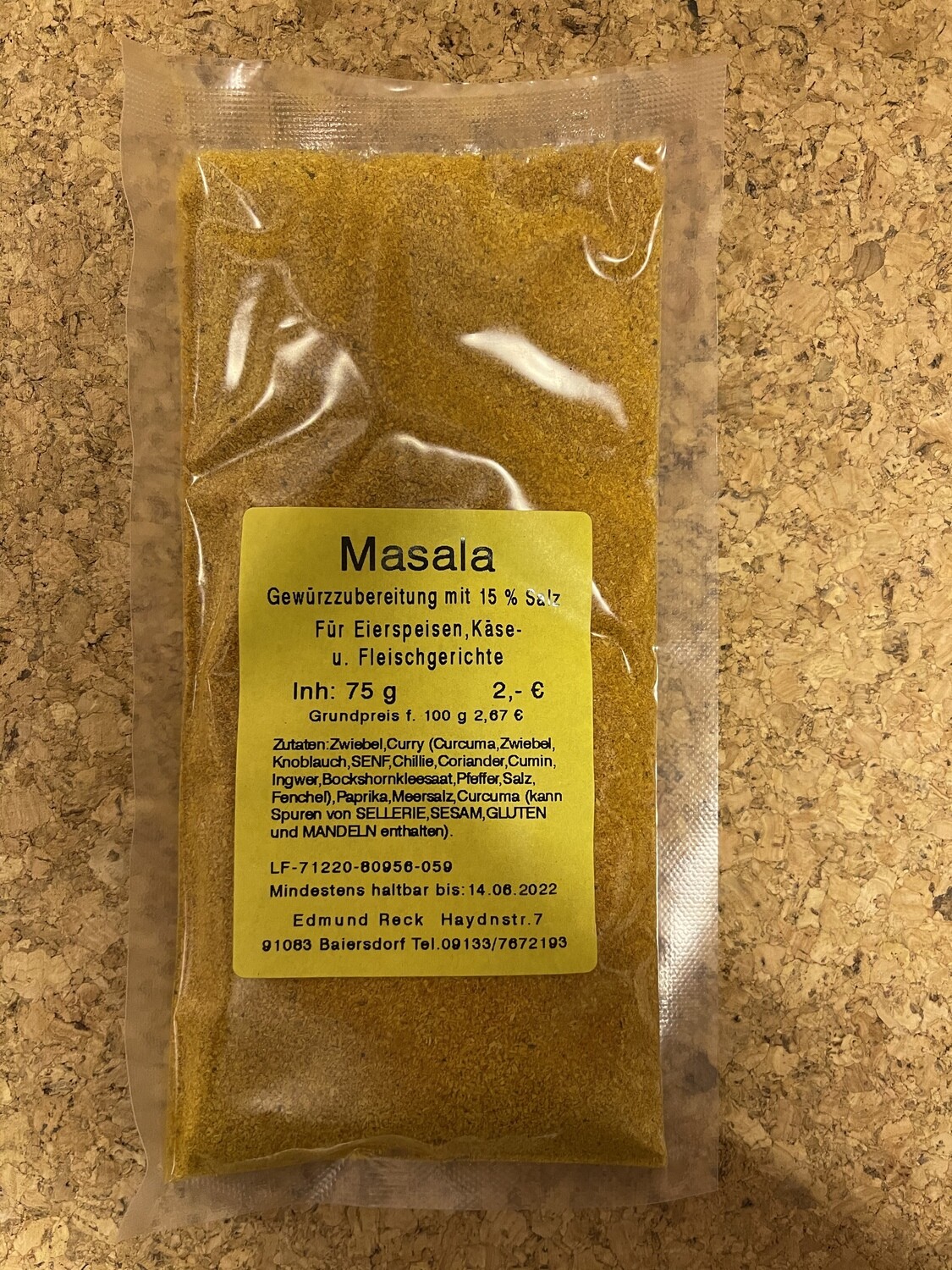 Masala Gewürzzubereitung mit 15% Salz 70g
