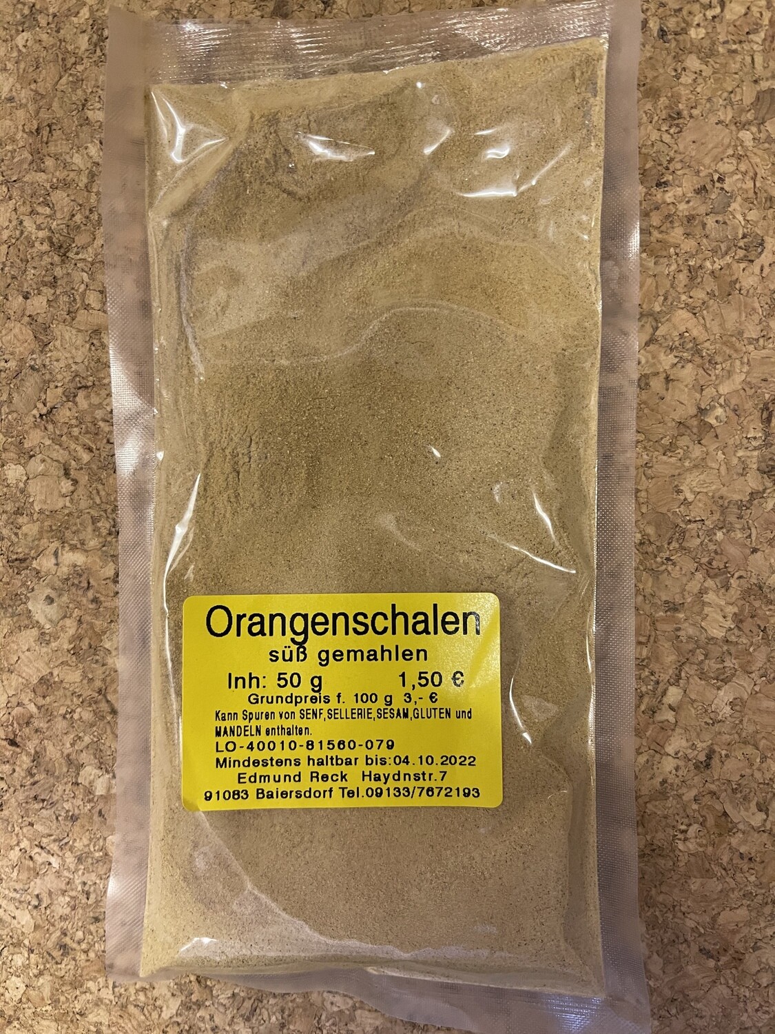 Orangenschalen süß gemahlen 50g