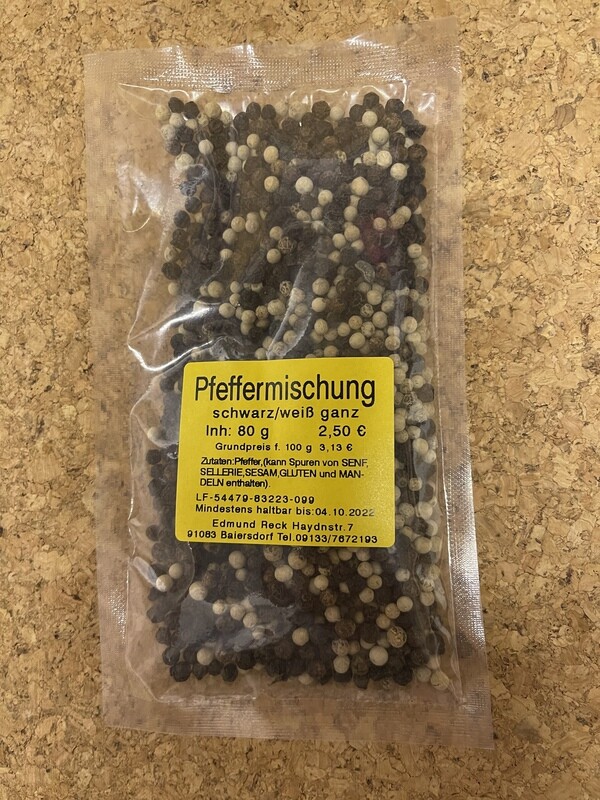 Pfeffer schwarz/weiß ganz 70g