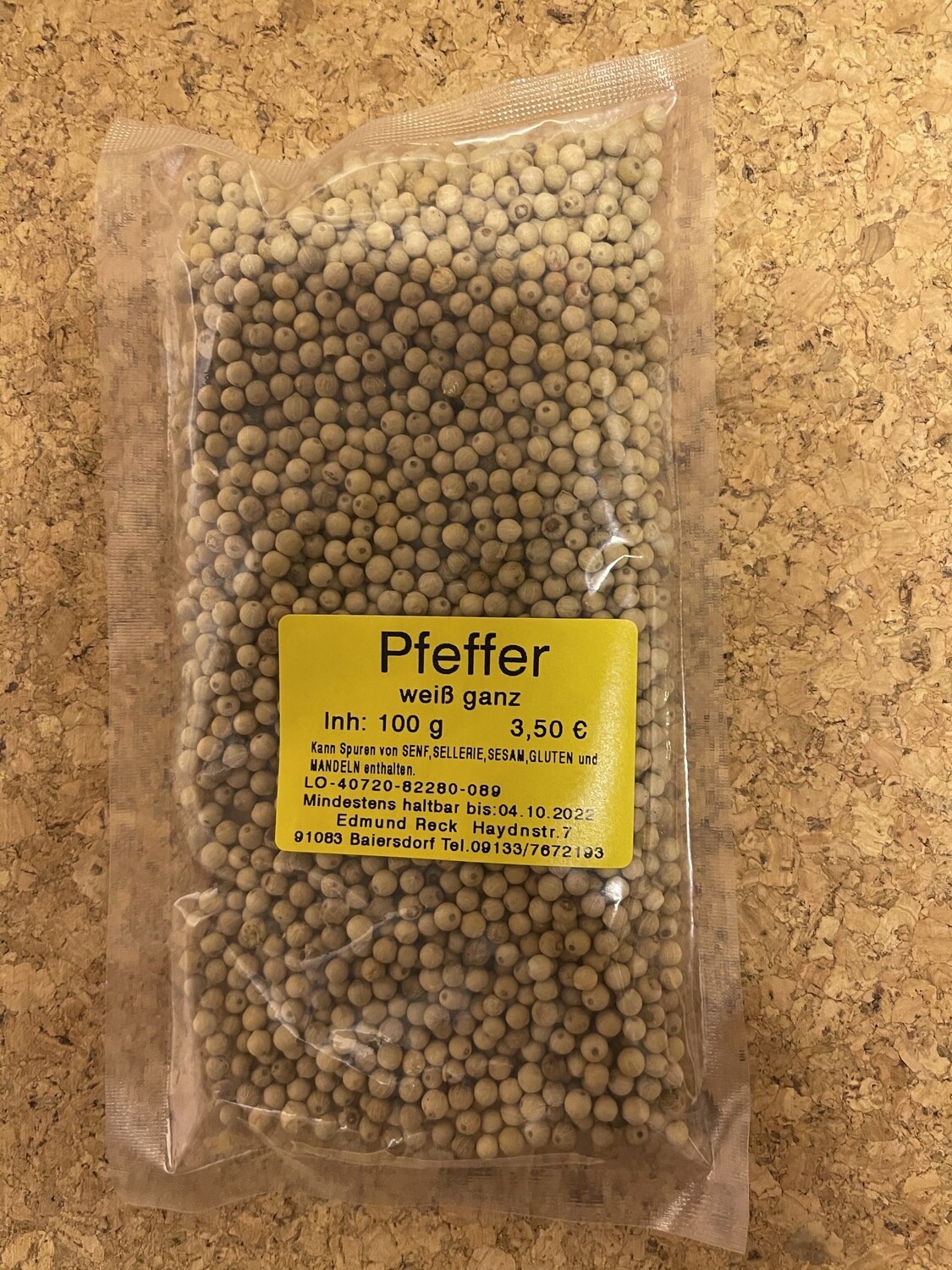 Pfeffer weiß ganz 120g