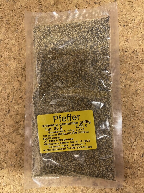 Pfeffer schwarz gemahlen griffig 70g