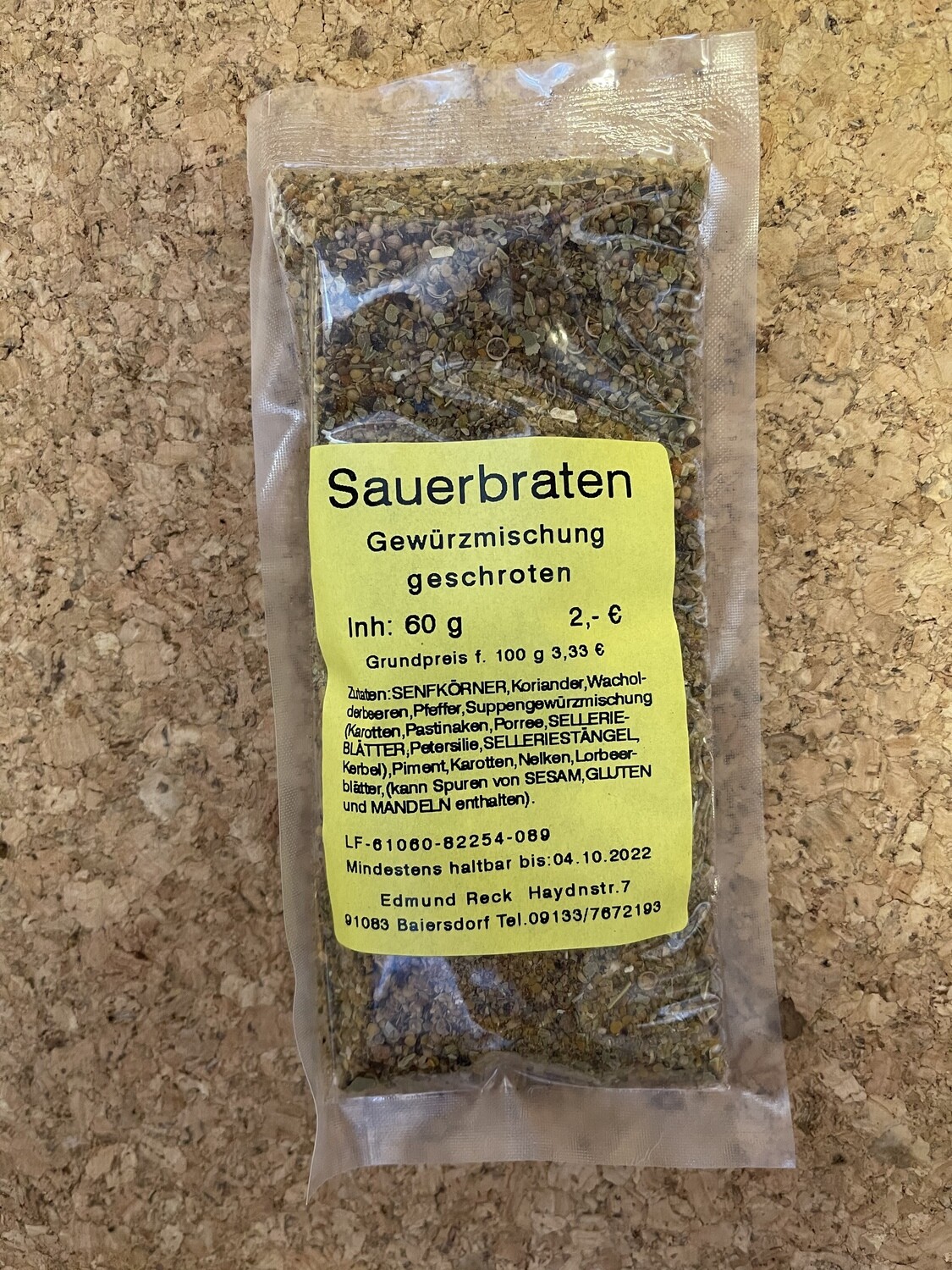 Sauerbraten Gewürzmischung geschroten 60g