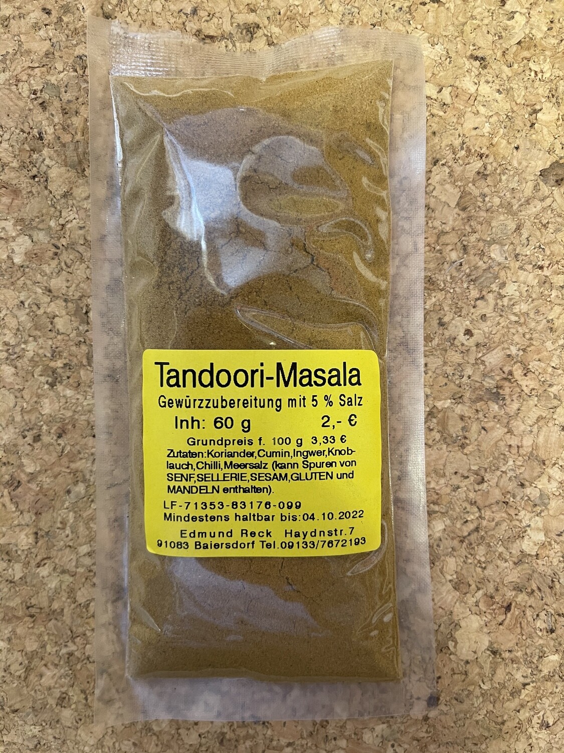 Tandoori-Masala Gewürzzubereitung mit 5% Salz 60g