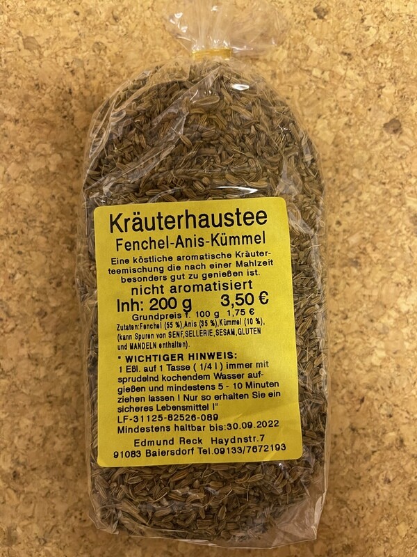 Kräuterhaustee Fenchel-Anis-Kümmel nicht aromatisiert 150g