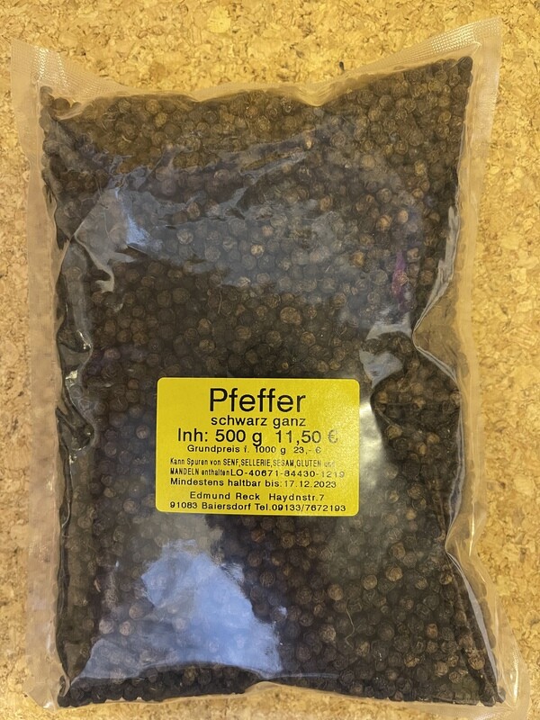 Pfeffer schwarz ganz 500g