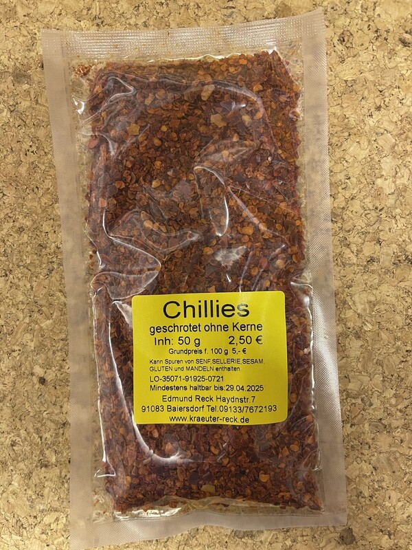 Chilli geschrotet ohne Kerne 50g