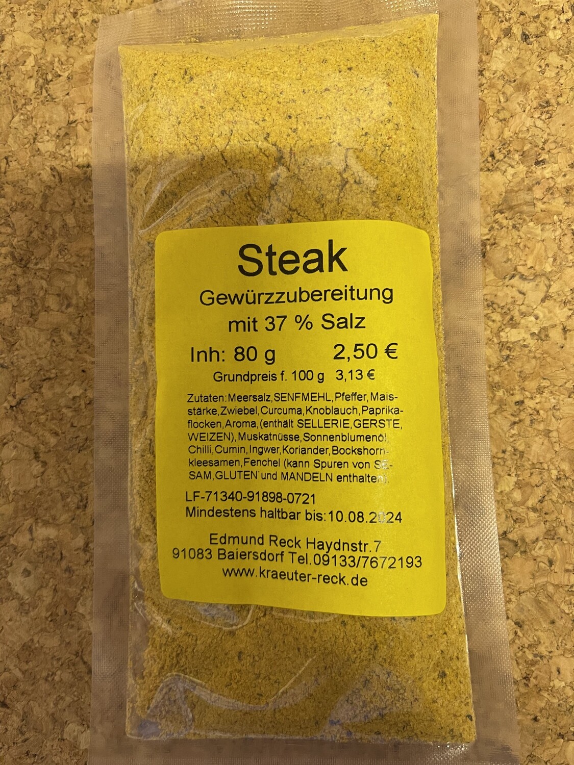Steak Gewürzzubereitung mit 37% Salz 70g