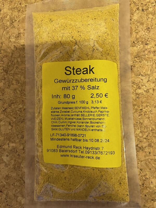 Steak Gewürzzubereitung mit 37% Salz 70g