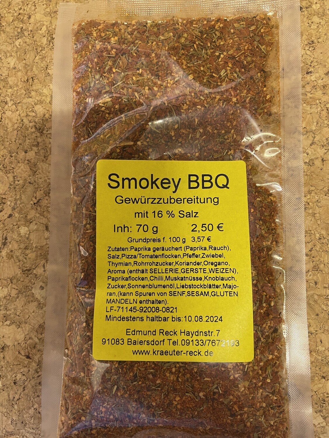 Smokey BBQ Gewürzzubereitung mit 16% Salz 70g