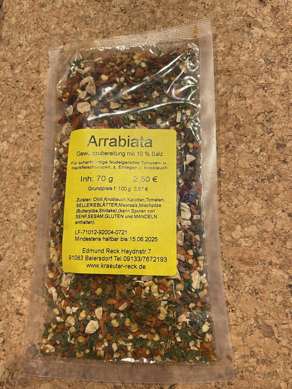 Arrabiata Gewürzzubereitung mit 10% Salz 60g