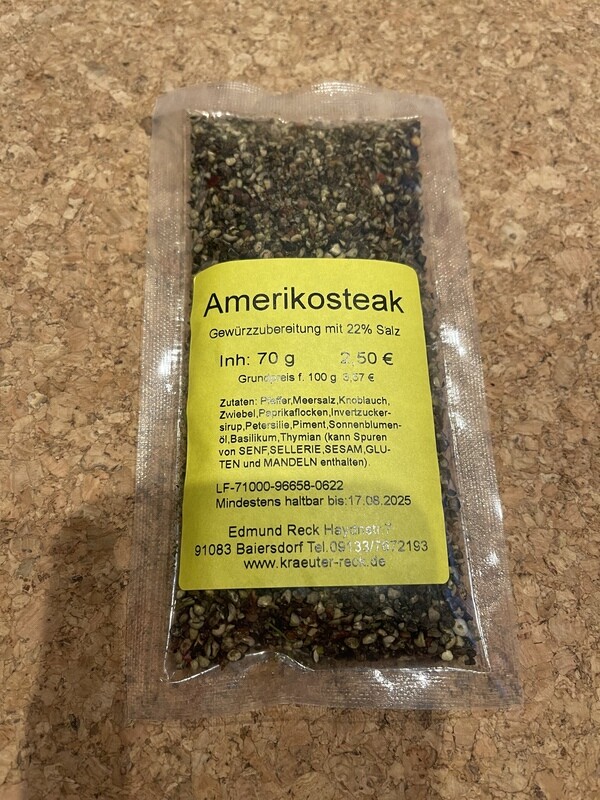 Amerikosteak Gewürzzubereitung mit 22% Salz 70g