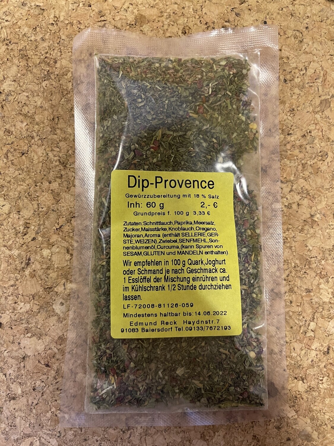 Dip-Provence Gewürzzubereitung mit 18% Salz 60g