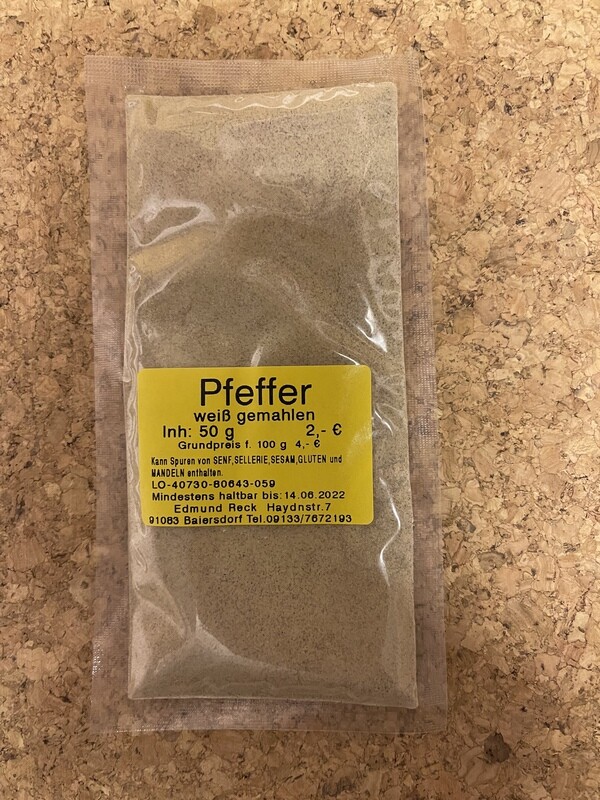 Pfeffer weiß gemahlen 60g