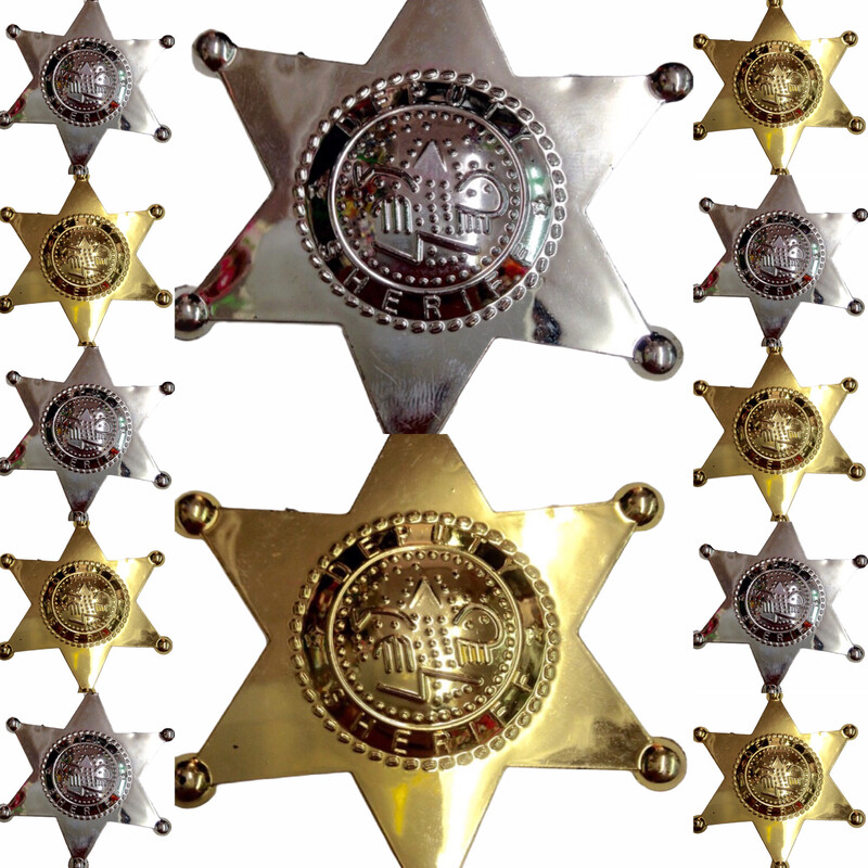 12 Estrella Sheriff Plastico Distintivo Policia Seguridad